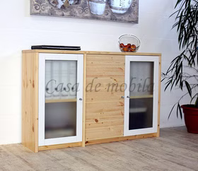 Kommode 134x84x33cm CONTRA Kiefer massiv Dielenkommode 2 Glastüren weiß 134x84x33cm CONTRA Kiefer massiv Casa de mobila Goslar