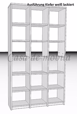 Massivholz Bücherregal CONTRA 136x238x33cm kiefer massiv weiss lackiert Casa de mobila Goslar