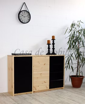 Kommode 134x84x33cm CONTRA Kiefer massiv natur schwarz Kommode 134x84x33cm CONTRA Kiefer massiv natur schwarz