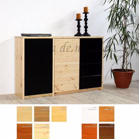 Kommode 134x84x33cm CONTRA Kiefer massiv natur schwarz Kommode 134x84x33cm CONTRA Kiefer massiv natur schwarz