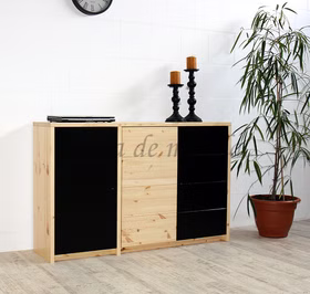 Kommode 134x84x33cm CONTRA Kiefer massiv natur schwarz Kommode 134x84x33cm CONTRA Kiefer massiv natur schwarz