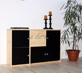 Kommode 134x84x33cm CONTRA Kiefer massiv natur schwarz Kommode 134x84x33cm CONTRA Kiefer massiv natur schwarz