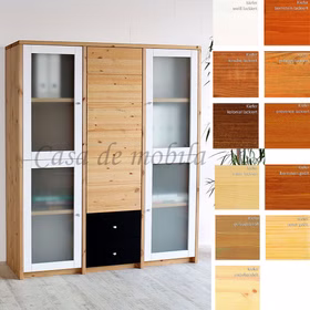 Highboard 136x161x46cm CONTRA Kiefer massiv weiß schwarz