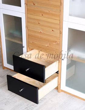 Highboard 136x161x46cm CONTRA Kiefer massiv weiß schwarz