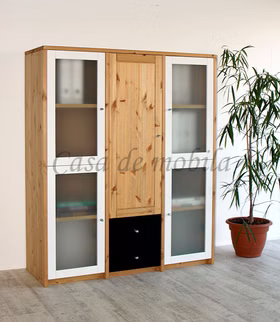Highboard 136x161x46cm CONTRA Kiefer massiv weiß schwarz Highboard 136x161x46cm CONTRA Kiefer massiv weiß schwarz