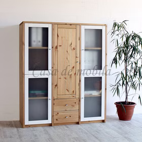 Esszimmerschrank mit 4 weiße glastüren CONTRA 136x161x46cm Kiefer massiv Massivholz Esszimmerschrank mit weiße glastüren CONTRA 136x161x46cm Kiefer massiv Casa de mobila Goslar