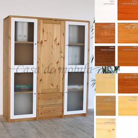 Highboard mit 4 weiße glastüren CONTRA 136x161x46cm Kiefer massiv verschiedene farben Massivholz Highboard mit weiße glastüren CONTRA 136x161x46cm Kiefer massiv verschiedene farben Casa de mobila Goslar