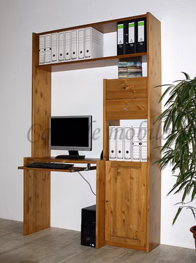 Schreibtisch-Regal 134x217x51/33cm CONTRA Massivholz