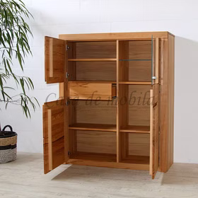 Massivholz küchenschrank mit glastür 115x137x40cm HORIZONT Kernbuche massiv geölt von Casademobila Goslar