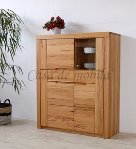 Highboard 115x137x40cm HORIZONT Kernbuche massiv geölt von Casademobila Goslar