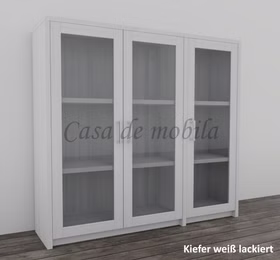 Kommode mit Glastüren 134x123x33cm Kiefer weiß lackiert von Casademobila Goslar Kommode mit Glastüren 134x123x33cm Kiefer weiß lackiert von Casademobila Goslar