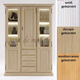 Vitrinenschrank 153x217x42cm PINEA Pinie massiv weiss decape sandfarbe Honig mediterano casademobila Goslar Vitrinenschrank 153x217x42cm PINEA Pinie massiv weiss decape sandfarbe Honig mediterano casademobila Goslar