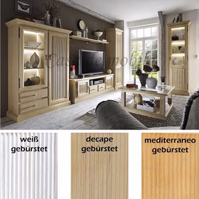 Wonzimmer komplett set 6teilig PINEA Pinie massiv weiss decape sandfarbe Honig mediterano casademobila Goslar