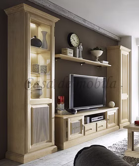 Anbauwand komplett set landhaus sandfarbe PINEA Pinie massiv casademobila Goslar