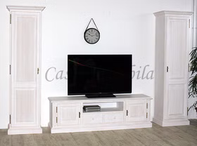 Wohnwand komplett set 3 teilig landhaus weiss PINEA Pinie massiv casademobila Goslar