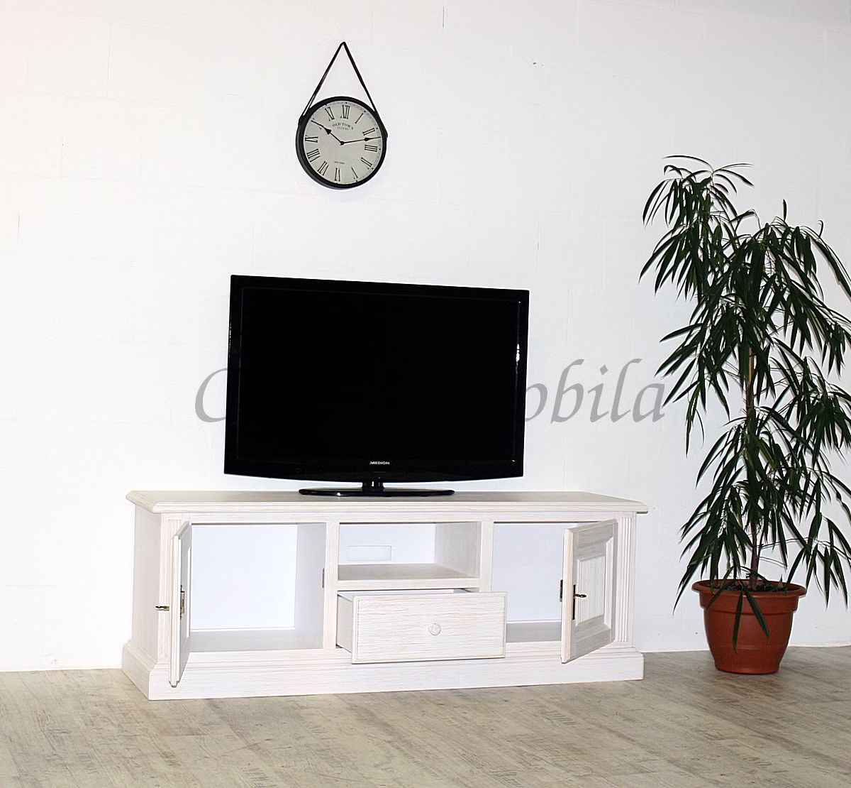Massivholz TV Lowboard landhaus weiss PINEA Pinie massiv casademobila Goslar Massivholz TV Lowboard landhaus weiss PINEA Pinie massiv casademobila Goslar