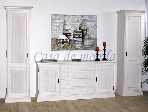 Anbauwand set 3teilig landhaus weiss sandfarbe honig PINEA Pinie massiv casademobila Goslar