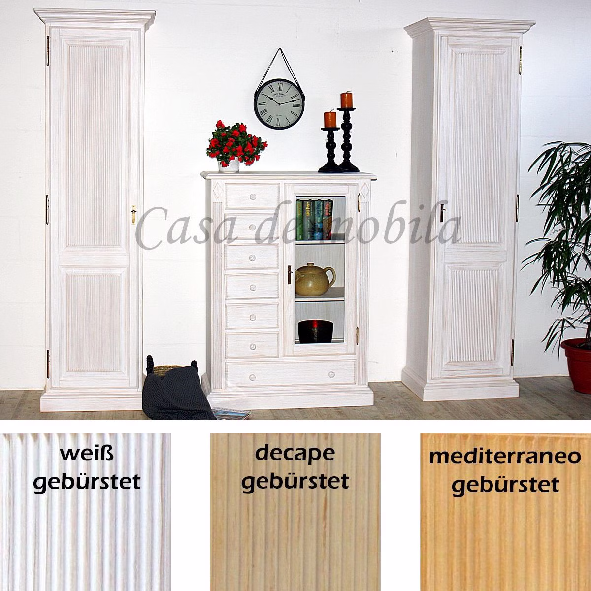 Schrankwand set 3teilig landhaus weiss sandfarbe honig PINEA Pinie massiv casademobila Goslar Schrankwand set 3teilig landhaus weiss sandfarbe honig PINEA Pinie massiv casademobila Goslar