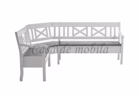 Eckbank 213x93x170cm FJORD Kiefer 2farbig weiß /grau lasiert Eckbank 213x93x170cm FJORD Kiefer 2farbig weiß /grau lasiert