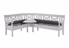 Eckbank 213x93x170cm FJORD Kiefer 2farbig weiß /grau lasiert Eckbank 213x93x170cm FJORD Kiefer 2farbig weiß /grau lasiert