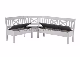 Eckbank 213x93x170cm FJORD Kiefer 2farbig weiß /grau lasiert Eckbank 213x93x170cm FJORD Kiefer 2farbig weiß /grau lasiert