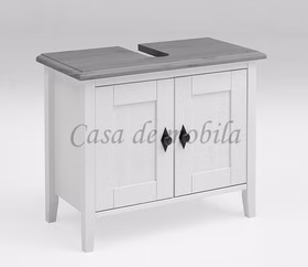 Massivholz Waschbeckenschrank BERGEN 70x57x35cm Kiefer massiv weiß grau lackiert Casa de mobila Goslar Massivholz Waschbeckenschrank BERGEN 70x57x35cm Kiefer massiv weiß grau lackiert Casa de mobila Goslar