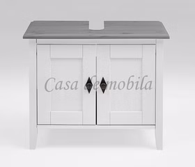 Massivholz Waschbeckenunterschrank BERGEN 70x57x35cm Kiefer massiv weiß grau lackiert Casa de mobila Goslar Massivholz Waschbeckenunterschrank BERGEN 70x57x35cm Kiefer massiv weiß grau lackiert Casa de mobila Goslar