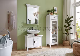 Badezimmerspiegel 65x85x14cm BERGEN Kiefer 2farbig weiß / grau Badezimmer-spiegel mit Holzrahmen 65x85x14cm BERGEN Kiefer 2farbig weiß / grau lackiert Casa de mobila Goslar