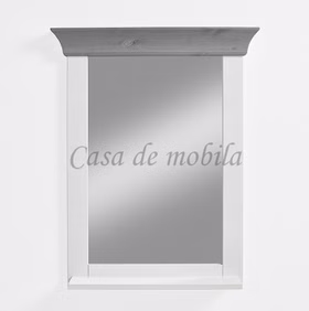 Badezimmerspiegel 65x85x14cm BERGEN Kiefer 2farbig weiß / grau Spiegel mit Ablage BERGEN 65x85x14 cm Kiefer massiv weiß / grau lackiert Casa de mobila Goslar