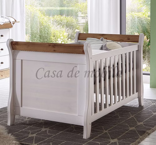 Babybett 70x140 cm BERGEN Kiefernholz massiv weiß / gelaugt geölt Babybett 70x140 cm BERGEN Kiefer massiv 2farbig weiß / gelaugt geölt Casa de mobila Goslar