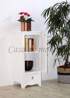 Schmale Kommode 43x100x37cm AQUA Pappel massiv weiß lackiert Massivholz schmale kommode schrank AQUA weiß landhausstil Casa de mobila Goslar