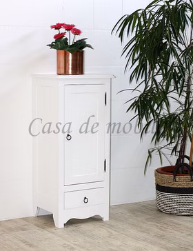 Schmale Kommode 43x100x37cm AQUA Pappel massiv weiß lackiert Massivholz Dielen-kommode schmal schrank AQUA weiß landhausstil Casa de mobila Goslar