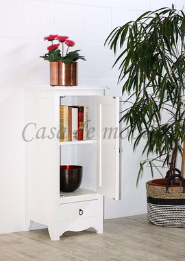 Schmale Kommode 43x100x37cm AQUA Pappel massiv weiß lackiert Massivholz Anrichte kommode schmal schrank AQUA weiß landhaus Casa de mobila Goslar