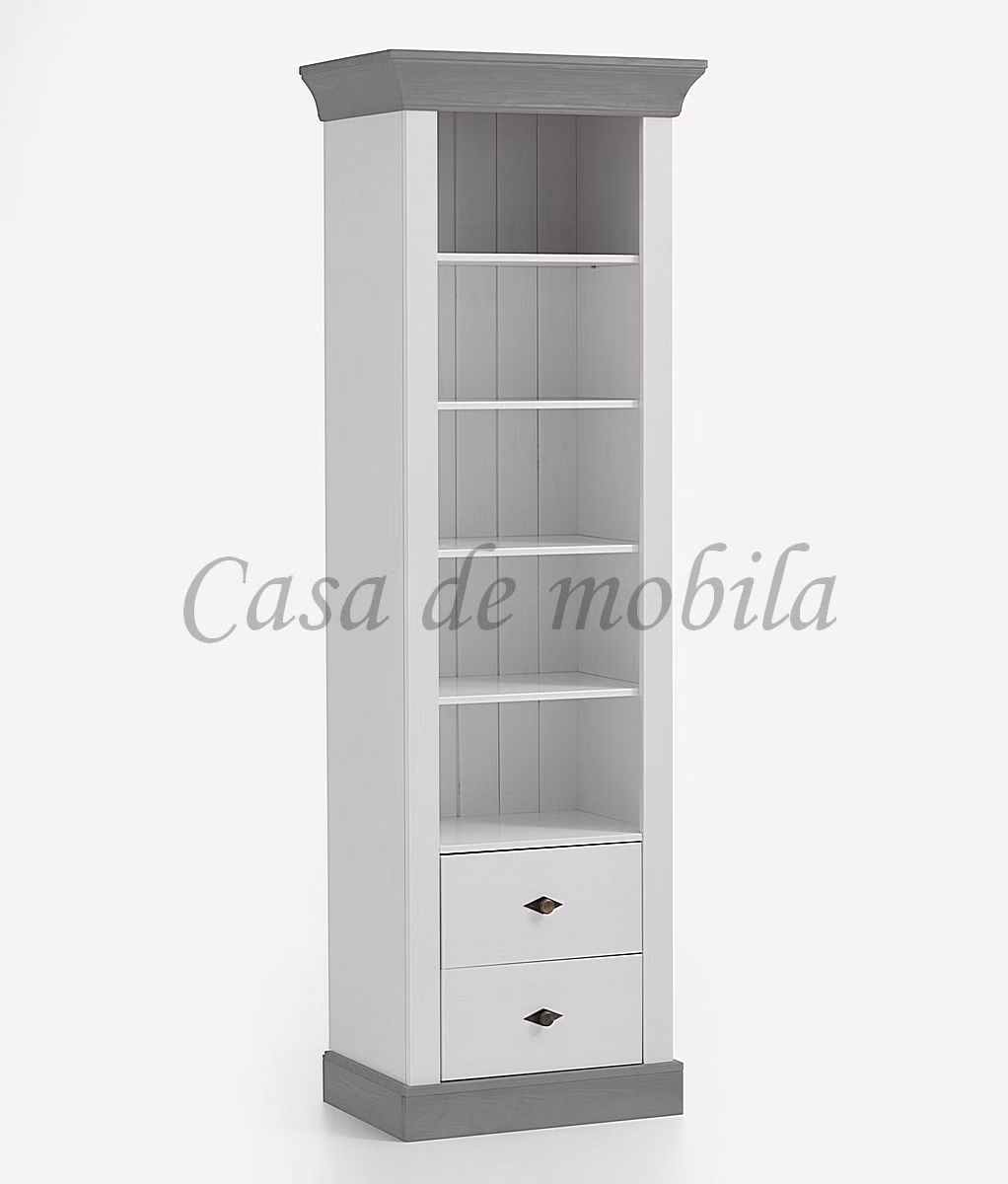 Massivholz Regal mit Schubladen BERGEN 65x202x45cm Kiefer massiv weiß grau lackiert casa de mobila Goslar Massivholz Regal mit Schubladen BERGEN 65x202x45cm Kiefer massiv weiß grau lackiert casa de mobila Goslar