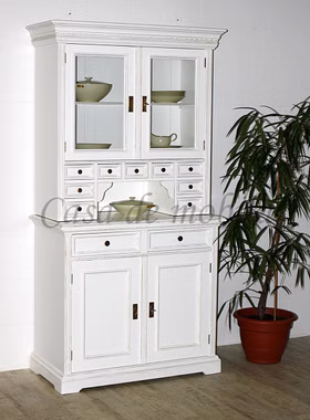 Massivholz Buffetschrank VICTORIA 105x195x50cm Fichte massiv weiß Shabby Chic lackiert Casa de mobila Goslar Massivholz Buffetschrank VICTORIA 105x195x50cm Fichte massiv weiß Shabby Chic lackiert Casa de mobila Goslar