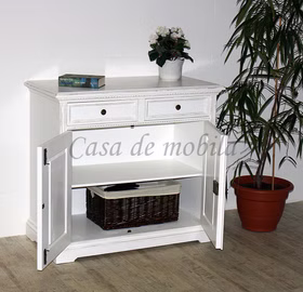 Kommode 2-türig 100x90x50cm VICTORIA Fichte massiv Massivholz Dielenkommode 90x100x50cm Landhaus Fichte massiv antikweiß lackiert casa de mobila Goslar