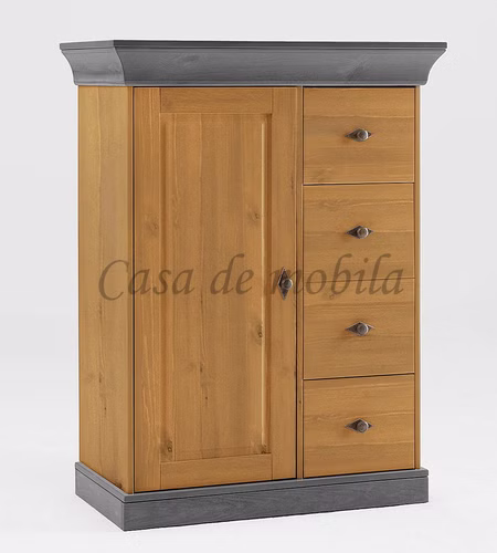 Kommode 88x117x45cm BERGEN Kiefer 2farbig gelaugt geölt / grau lasiert Hochkommode 88x117x45cm BERGEN Kiefer gelaugt geölt, grau lackiert
