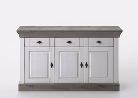 Buffet unterschrank 143x85x45cm BERGEN Kiefernholz weiß grau lasiert Buffet unterschrank 143x85x45cm BERGEN Kiefer massiv weiß grau lasiert Casa de mobila Goslar