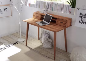 Schreibtisch mit Aufsatz 110x90x58cm MELBOURNE Asteiche geölt massivholz sekretaer mit aufsatz wildeiche massiv natur geölt casademobila goslar