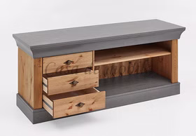 TV-Kommode 143x59x45 cm BERGEN Kiefernholz gelaugt geölt / grau Farben lackiert TV-Kommode 143x59x45 cm BERGEN Kiefer massiv gelaugt geölt / grau Farben lackiert Casa de mobila Goslar