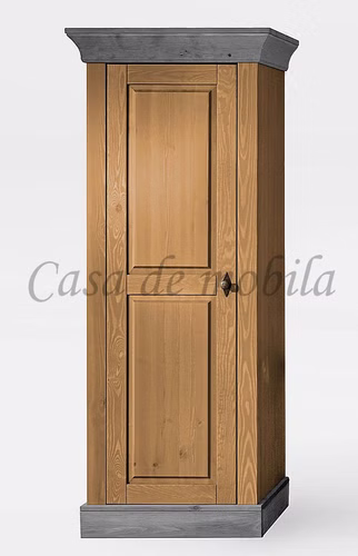 Schrank halbhoch 65x163x45 cm BERGEN Kiefernholz gelaugt / grau farben lackiert