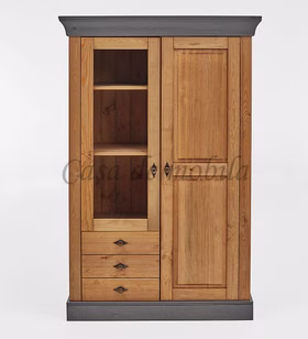 Vitrinenschrank 108x163x45cm BERGEN Kiefer 2farbig gelaugt / grau Vitrinenschrank 108x163x45cm BERGEN Kiefer 2farbig gelaugt / grau