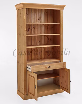 Massivholz Standregal mit türen und schublade 108x202x45cm BERGEN Kiefer massiv gelaugt geölt, 132 lgf/lgf Casa de mobila Goslar