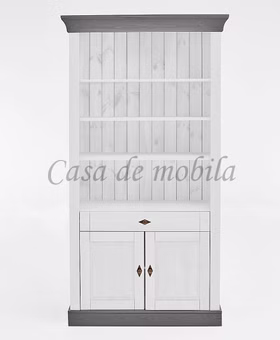 Landhaus Regal mit türen und schublade 108x202x45cm BERGEN Kiefer massiv weiß grau lasiert, 132 wss/gra Casa de mobila Goslar Landhaus Regal mit türen und schublade 108x202x45cm BERGEN Kiefer massiv weiß grau lasiert, 132 wss/gra Casa de mobila Goslar