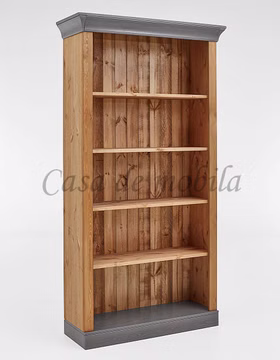 Massivholz Bücherregal landhaus 108x202x38cm BERGEN Kiefer massiv gelaugt geölt grau lackiert, 113 lgf/gra Casa de mobila Goslar Massivholz Bücherregal landhaus 108x202x38cm BERGEN Kiefer massiv gelaugt geölt grau lackiert, 113 lgf/gra Casa de mobila Goslar
