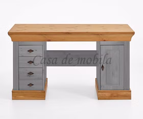 Schreibtisch 143x77x65cm BERGEN Kiefer 2farbig grau / gelaugt geölt Schreibtisch 143x77x65cm BERGEN Kiefer 2farbig grau / gelaugt geölt
