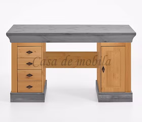 Schreibtisch 143x77x65cm BERGEN Kiefer 2farbig gelaugt geölt / grau Schreibtisch 143x77x65cm BERGEN Kiefer 2farbig gelaugt geölt / grau