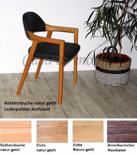 Stuhl mit Armlehne Sessel 60x83x51cm LINA massiv geölt Colorado-Leder Stuhl mit Armlehne Sessel 60x83x51cm LINA massiv geölt Colorado-Leder