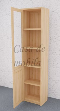 Schmale Hochschrank mit glastür 47x199x33cm CONTRA kiefer massiv natur lackiert von Casademobila Goslar
