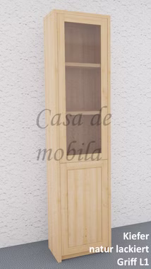 Schmale Geschirrschrank mit glastür 47x199x33cm CONTRA kiefer massiv natur lackiert von Casademobila Goslar